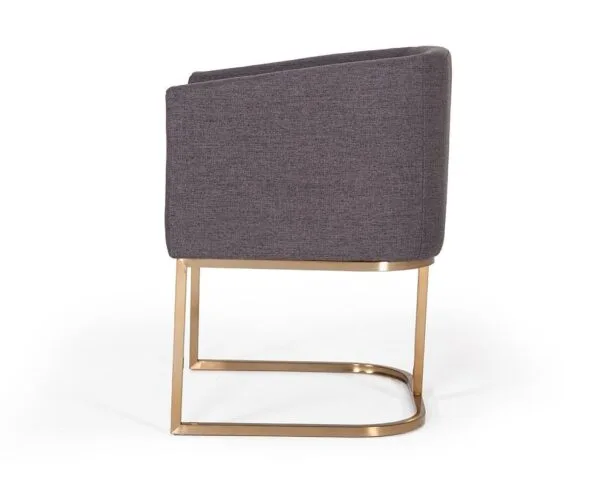 Modrest Yukon Modern Grey Fabric & Antique Brass Dining Chair - Image 2