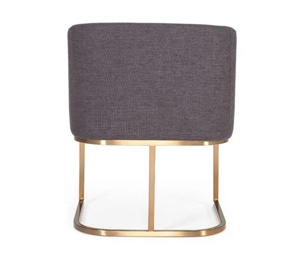 Modrest Yukon Modern Grey Fabric & Antique Brass Dining Chair - Image 3