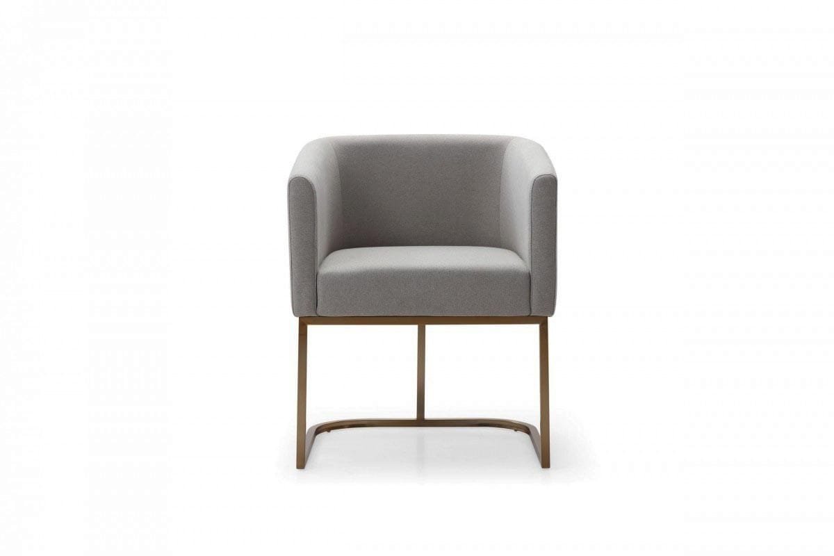 Modrest Yukon - Modern Medium Grey Fabric & Antique Brass Dining Chair 1 Modrest Yukon - Modern Medium Grey Fabric & Antique Brass Dining Chair
