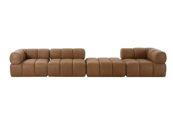 Divani Casa Everest - Modern Brown Leather Ottoman - Image 2