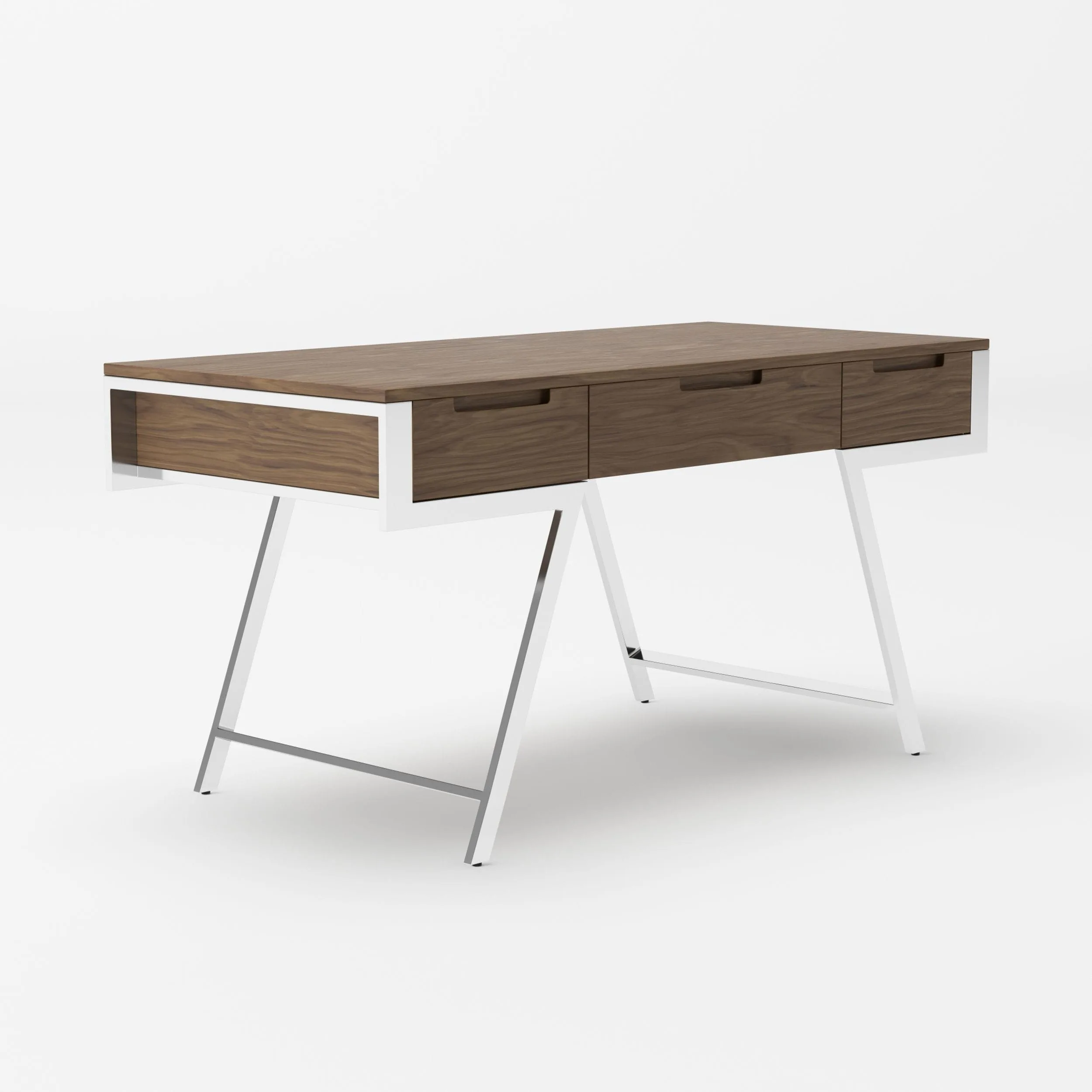 Custom office desk with natural wood finish in Monterrey workspace